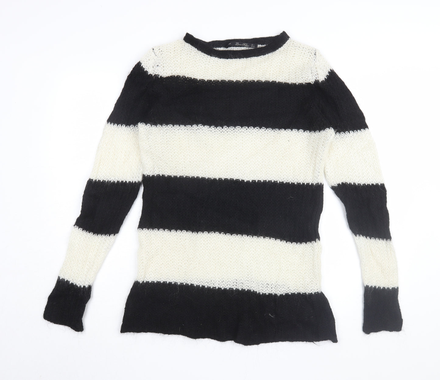 Zara Women’s Black White Striped Knit Jumper L