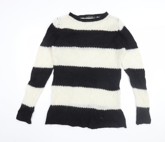 Zara Women’s Black White Striped Knit Jumper L