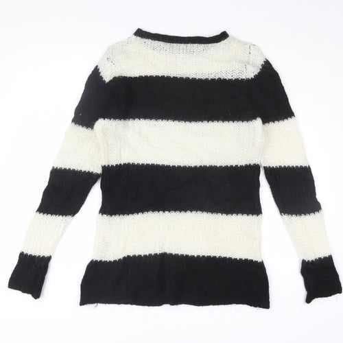 Zara Women’s Black White Striped Knit Jumper L