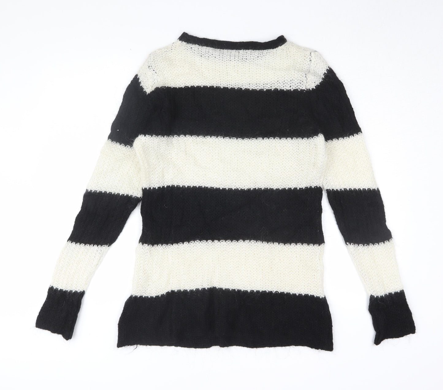 Zara Women’s Black White Striped Knit Jumper L