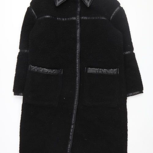 ASOS DESIGN Women's Black Long Faux Fur Coat Size 8