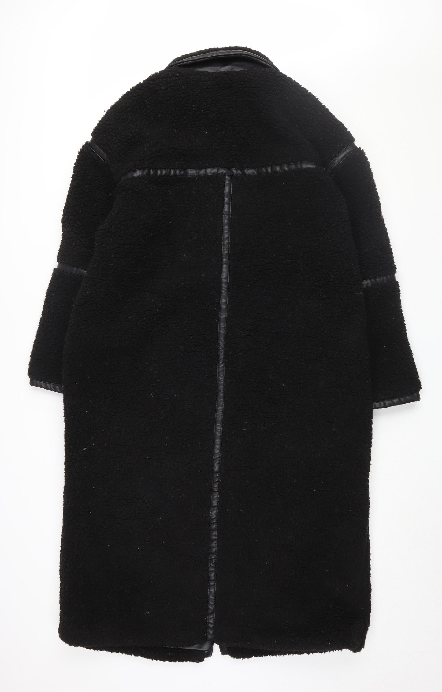 ASOS DESIGN Women's Black Long Faux Fur Coat Size 8