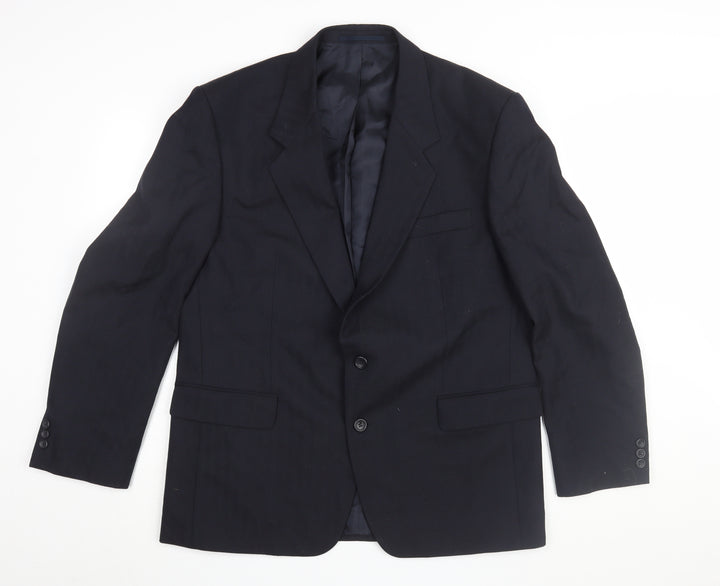 Men's Vintage Black Blazer, 44S, Single-Breasted, Formal