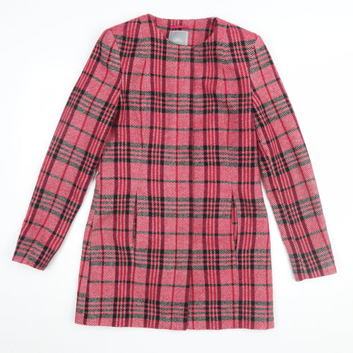 Next Women's Pink Plaid Coat Size 8 L/S