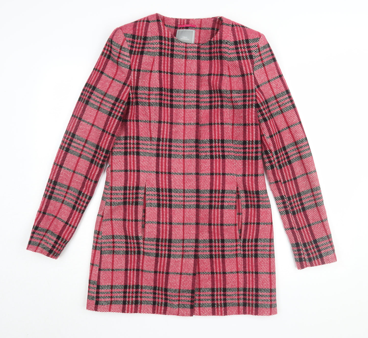 Next Women's Pink Plaid Coat Size 8 L/S