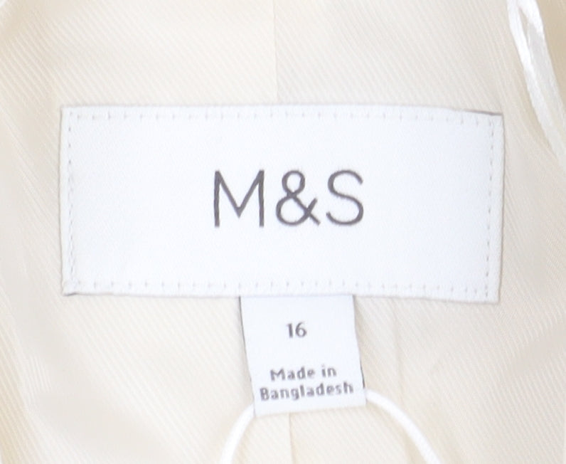 Marks and Spencer Women's Ivory Double-Breasted Blazer Size 16