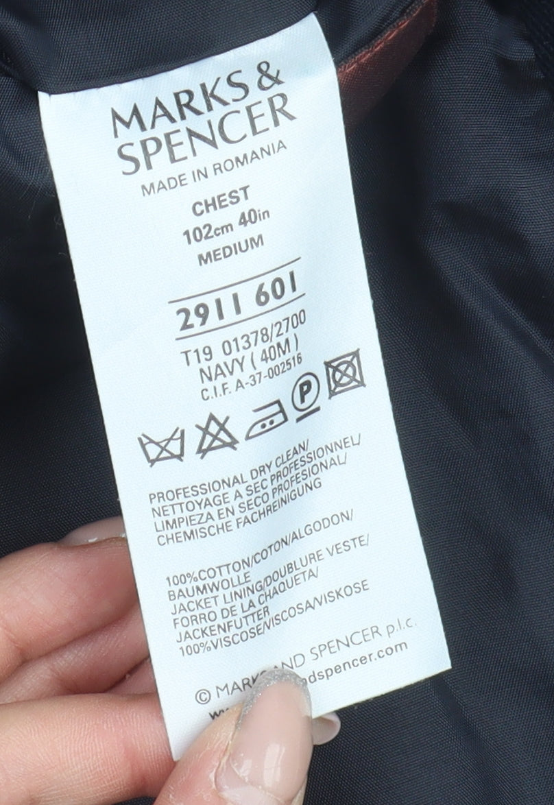 Marks and Spencer Men's Blue Blazer, Size 40R, Formal