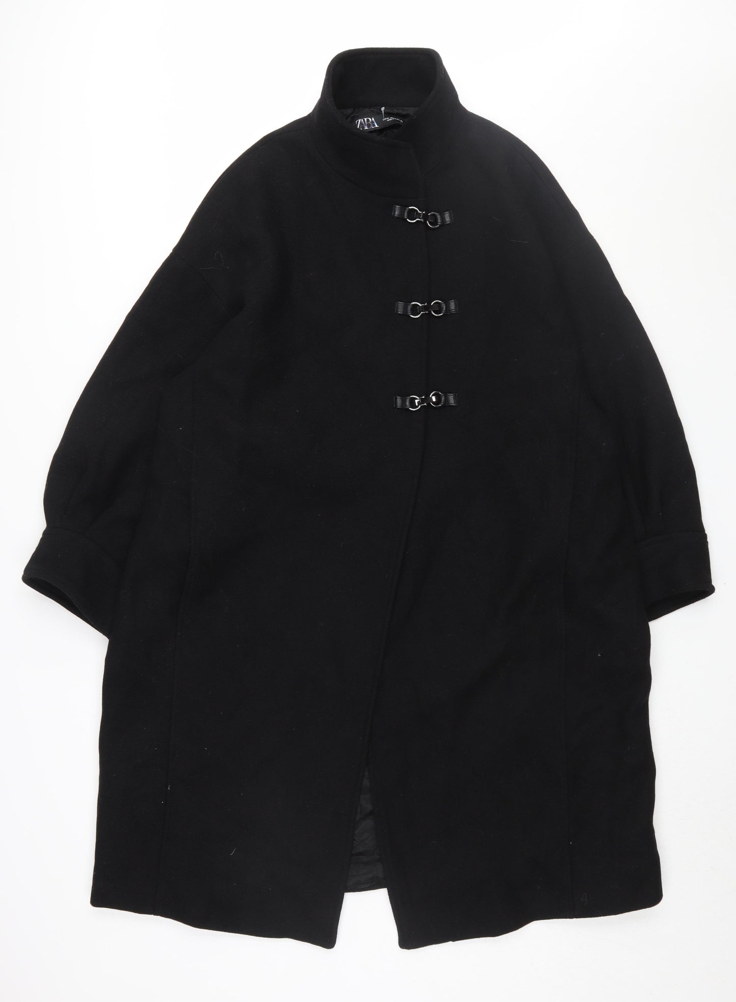 Zara Women's Black Wool XL Overcoat, Classic Style