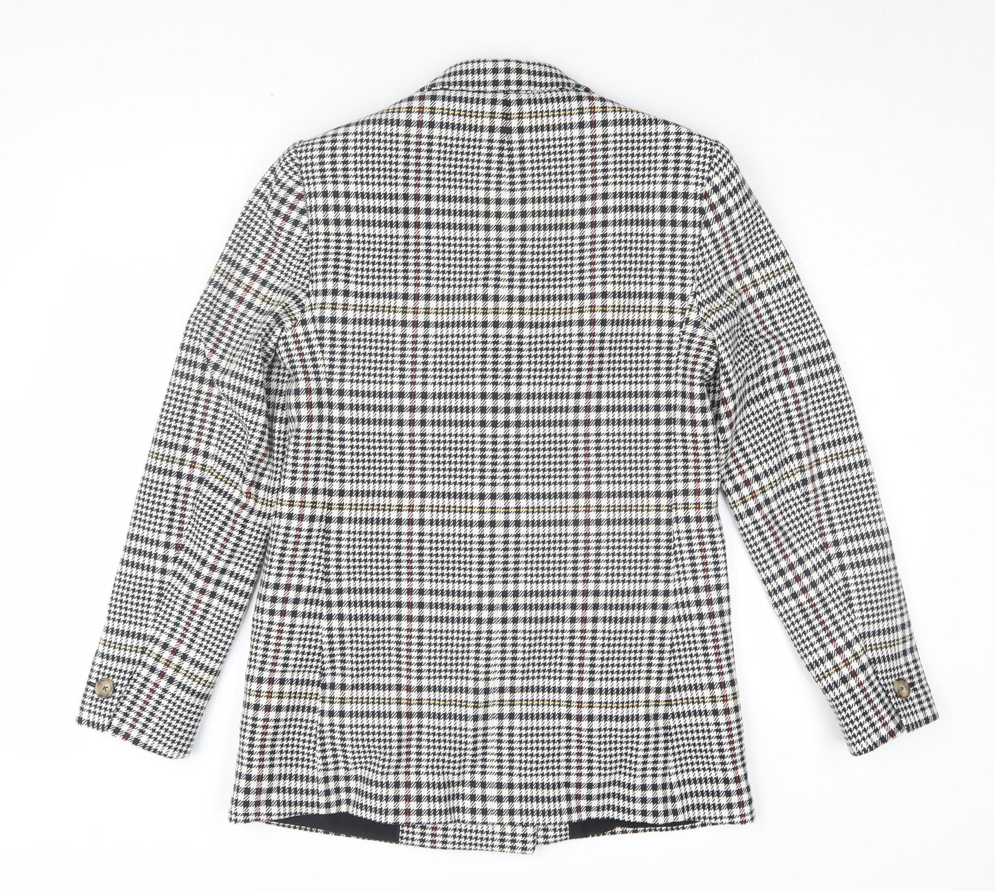 M&S Women's Black Houndstooth Blazer, Size 8, Double-Breasted