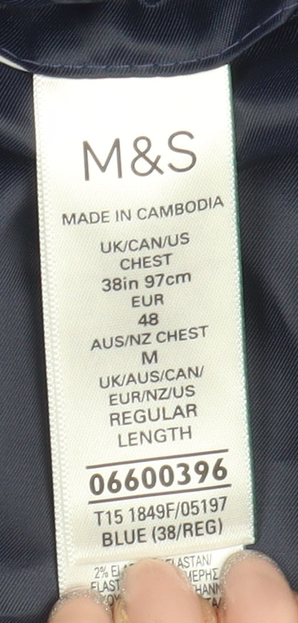 Marks and Spencer Men's Blue 38 Regular Fit Blazer