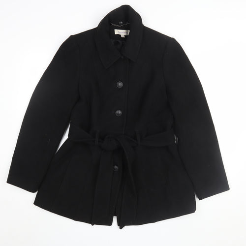 Pepperberry Women's Black Coat Size 12 Belted Overcoat