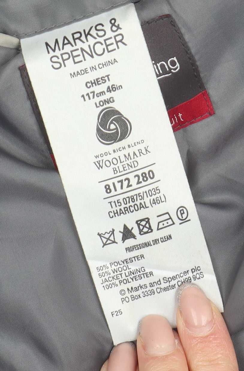 Marks & Spencer Men's Black 46L Pinstripe Suit Jacket