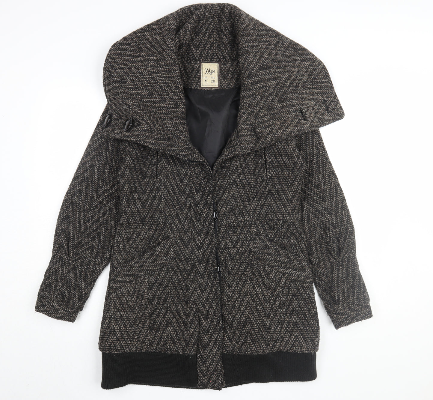 Xdye Women's Black Grey Herringbone Coat Size M