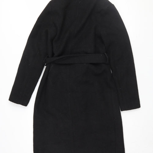 New Look Women's Black Long Belted Coat Size 6