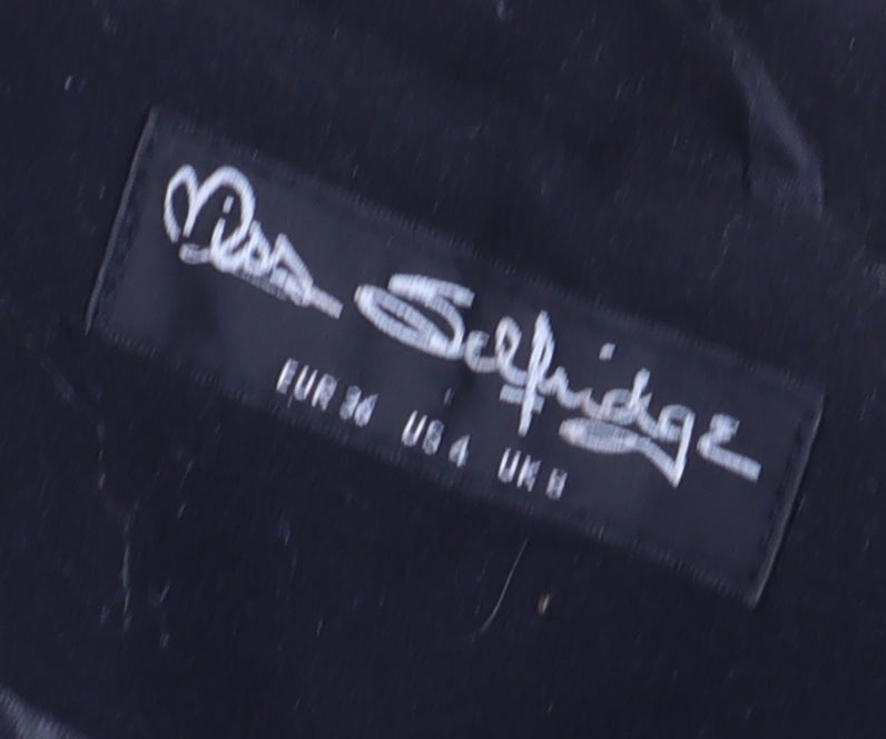Miss Selfridge Women's Black Long Overcoat, Size 6
