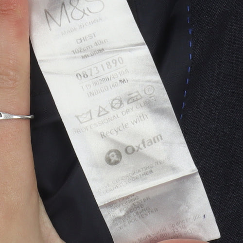 Marks and Spencer Men's Blue Blazer, Size 40, Regular Fit