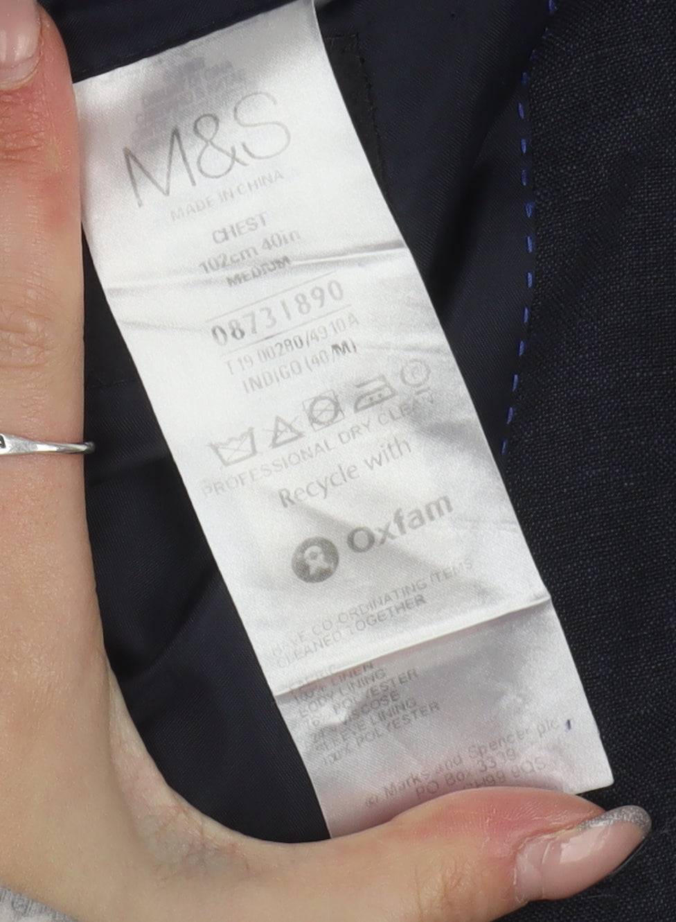 Marks and Spencer Men's Blue Blazer, Size 40, Regular Fit