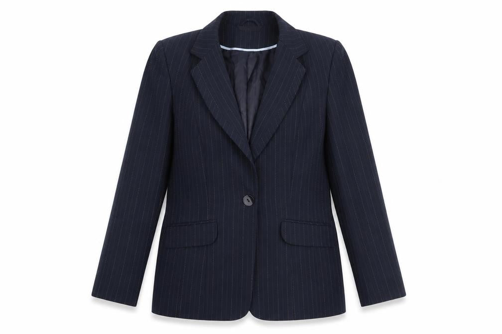 Front view of BHS Women's Black Pinstripe Blazer, size 10