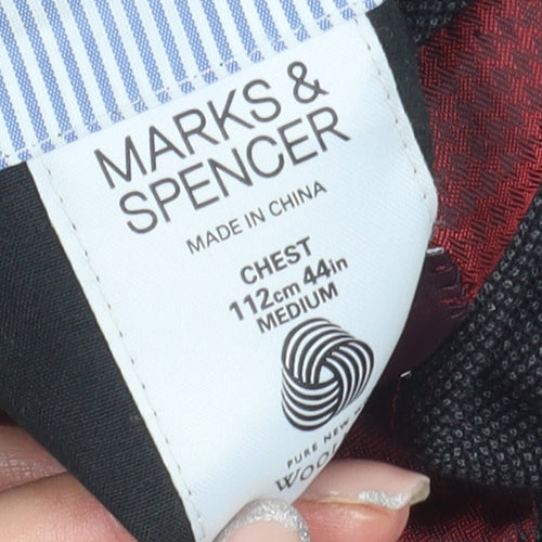Marks and Spencer Men's Black Wool Blazer, 44R, Formal