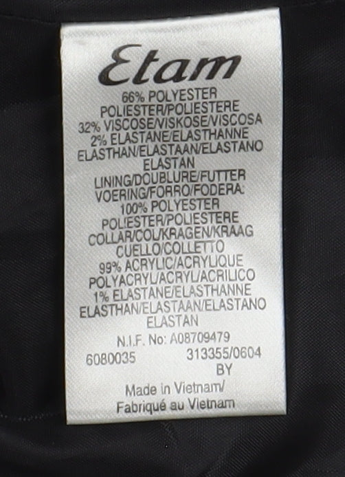 Etam Women's Black Jacket Size 14 Collared Casual