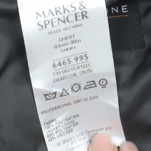 Marks and Spencer Men's Grey Blazer, Size 38S, Classic Fit