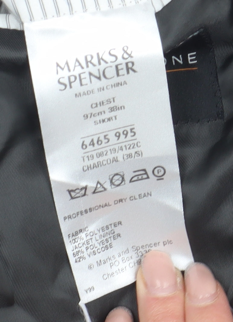 Marks and Spencer Men's Grey Blazer, Size 38S, Classic Fit