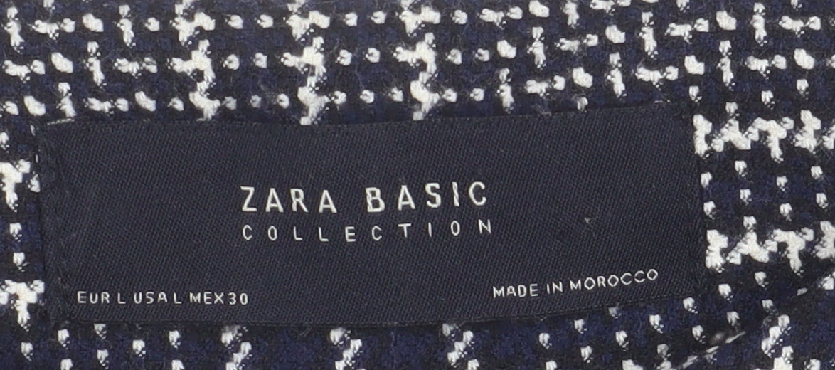 Zara Women's Black Check Tweed Jacket L, Classic Style