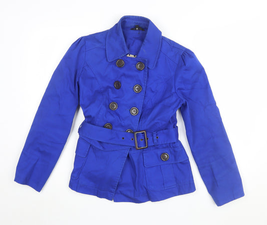 Marks and Spencer Women's Blue Belted Trench Jacket Size 12