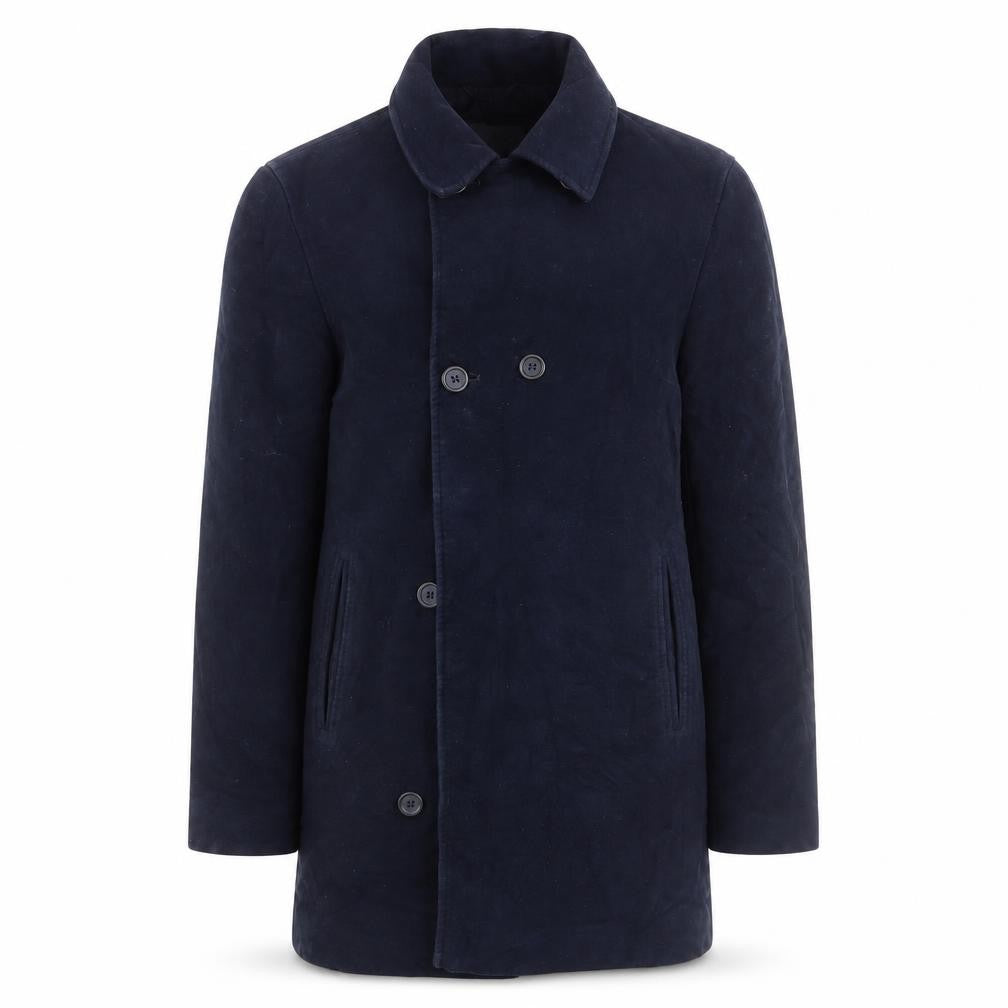 Front view of Next Women's Blue Cotton Pea Coat, size 8