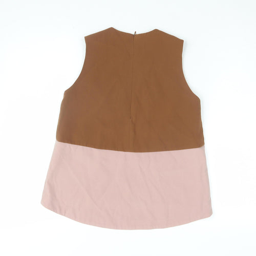 Beyond The Vines Women's Brown Colourblock Blouse UK 8
