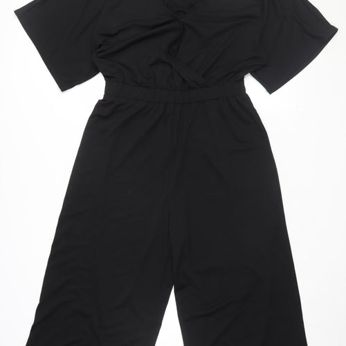 Next Women's Black Jumpsuit, V-Neck, UK 12, Casual Wide-Leg