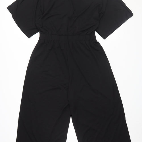 Next Women's Black Jumpsuit, V-Neck, UK 12, Casual Wide-Leg