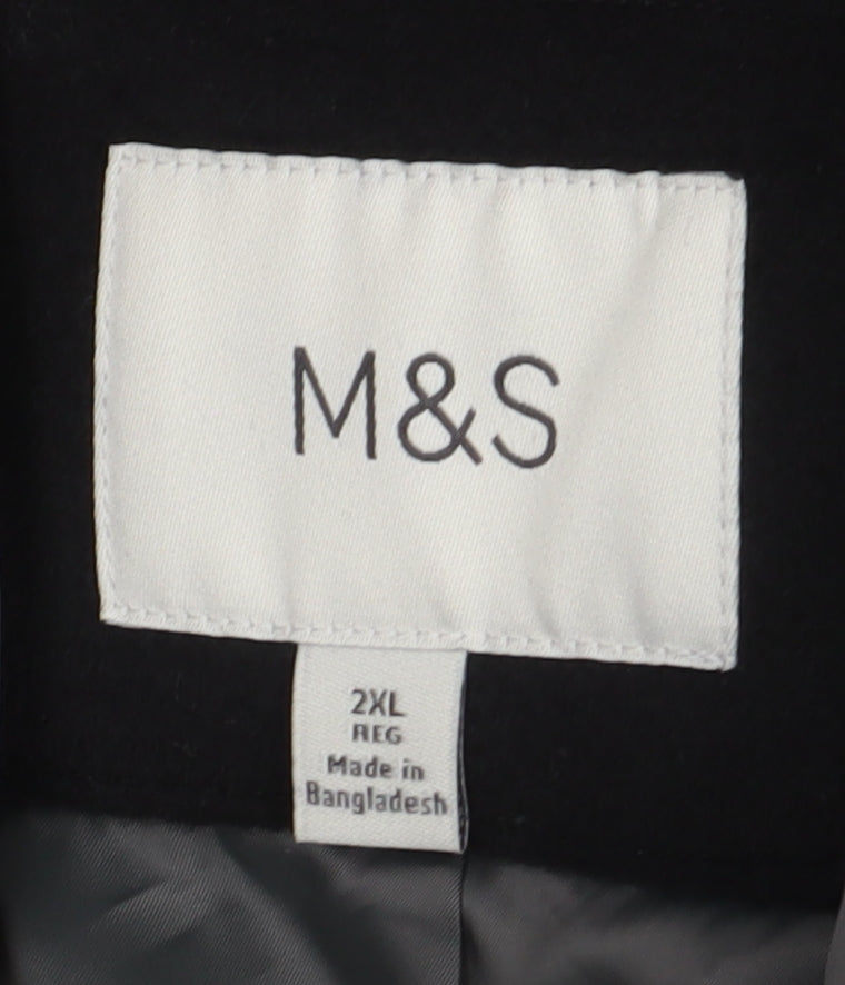 Marks and Spencer Men's Black Overcoat 2XL Regular