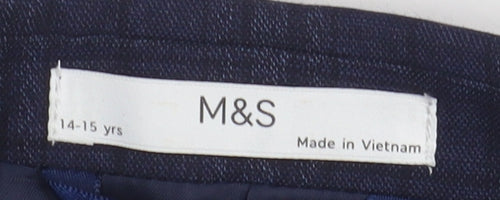 Marks and Spencer Boys Blue Check Suit Jacket 14-15Y