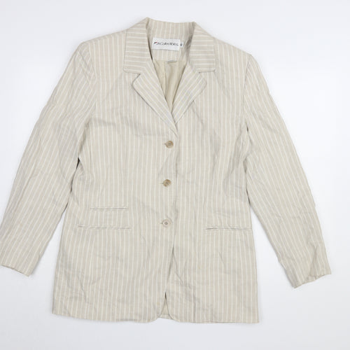 JH Collectibles Women Beige Stripe Blazer Jacket UK 14