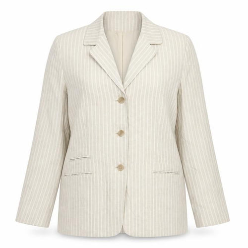 JH Collectibles Women Beige Stripe Blazer Jacket UK 14