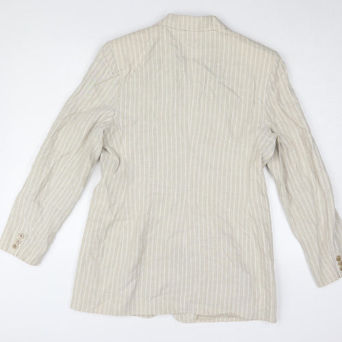 JH Collectibles Women Beige Stripe Blazer Jacket UK 14