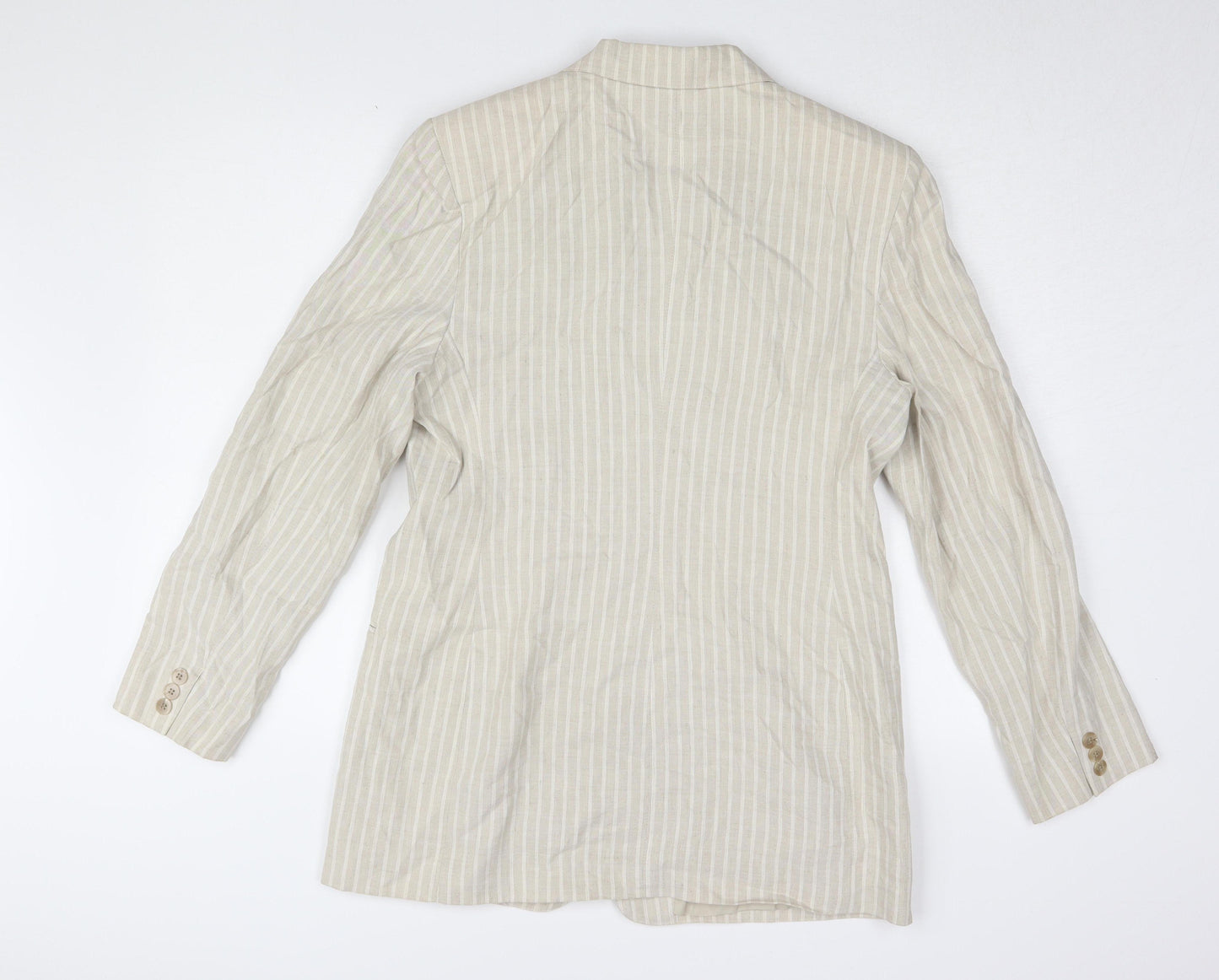 JH Collectibles Women Beige Stripe Blazer Jacket UK 14