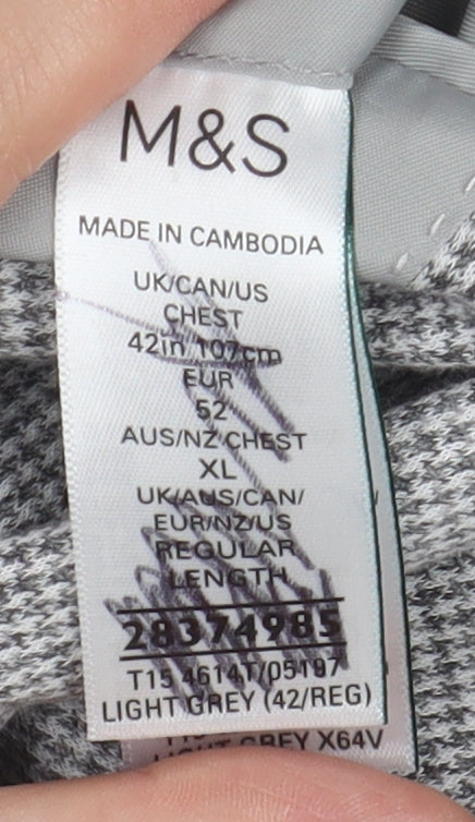 Marks and Spencer Grey Check Men's Blazer, 42, Regular Fit