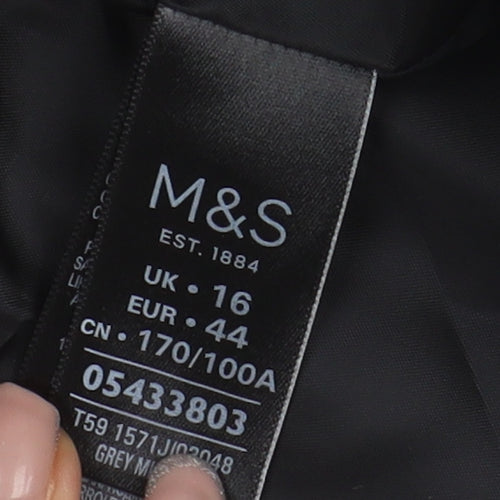 Marks and Spencer Women Grey Check Suit Jacket Size 16