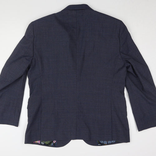 Next Men's Blue Wool Blazer, Size 44S, Double-Vented