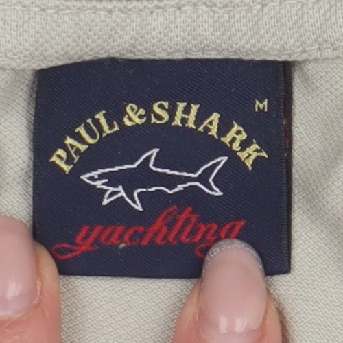 Paul & Shark Men Beige Cotton Polo Shirt Size M