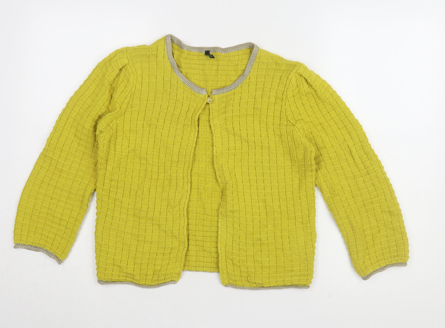 Stile Benetton Women's Yellow Cardigan, S, Chunky-Knit