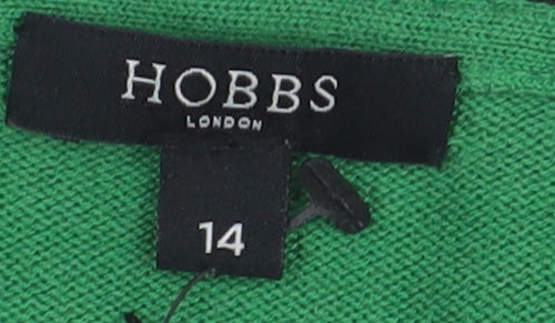 Hobbs Women's Green Cardigan, Size 14, Silk Blend