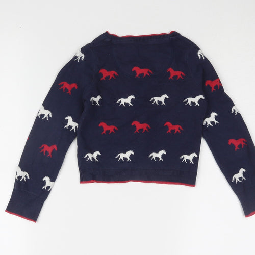 J Jeans Girls Blue Animal Cardigan 5-6 Years Cotton Knit