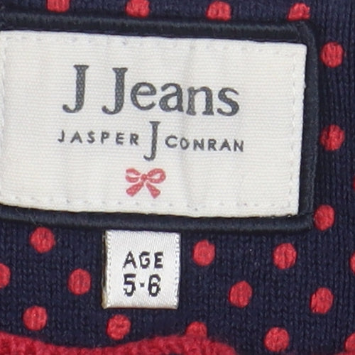 J Jeans Girls Blue Animal Cardigan 5-6 Years Cotton Knit