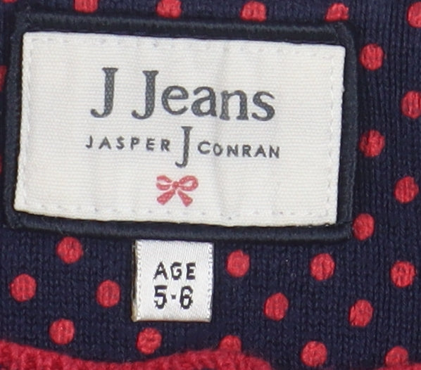 J Jeans Girls Blue Animal Cardigan 5-6 Years Cotton Knit