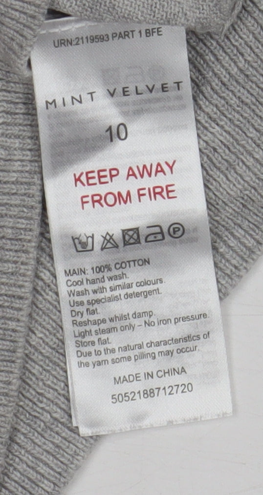 Mint Velvet Women's Grey Basic Knit Top Size 10