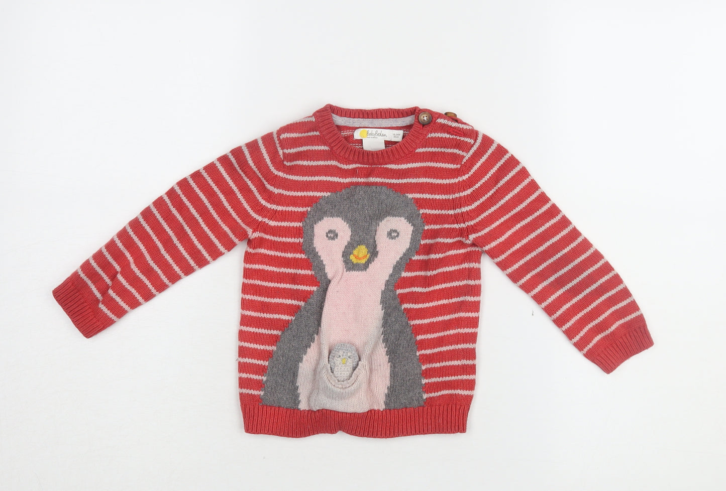 BabyBoden Unisex Red Penguin Jumper 18-24M Long Sleeve Knit