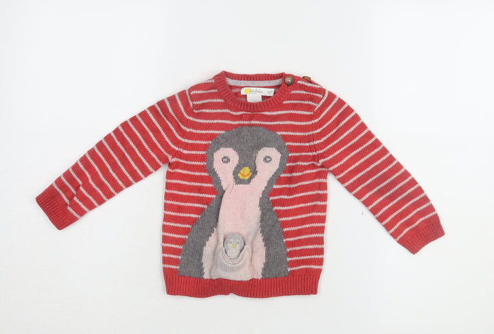 BabyBoden Unisex Red Penguin Jumper 18-24M Long Sleeve Knit